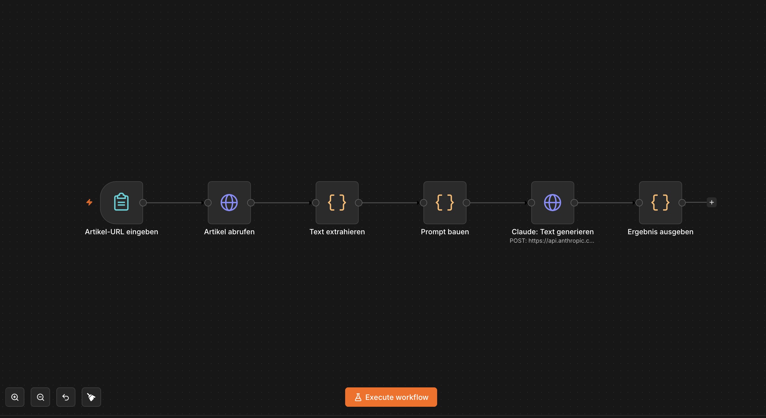 Screenshot vereinfachter workflow